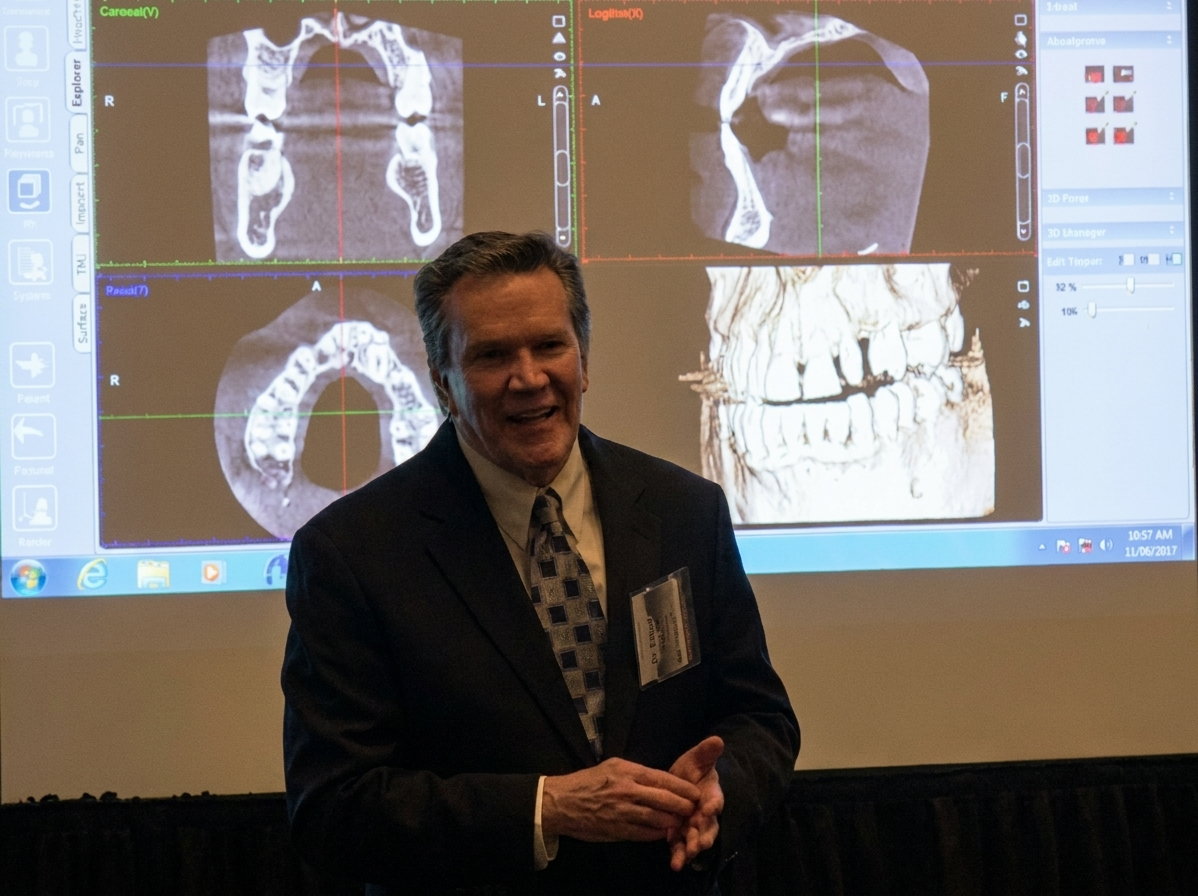 Dr. Edlund lecturing on 3D dental imaging